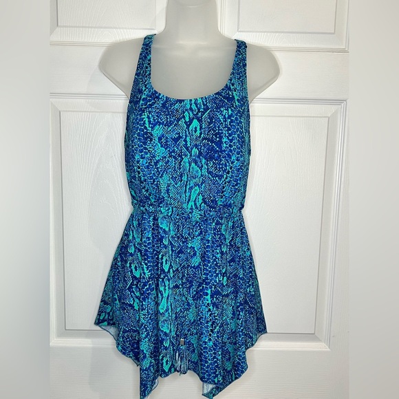 Denim & Co. Beach Swim Tankini top - Blue - Size 20w - Picture 1 of 7